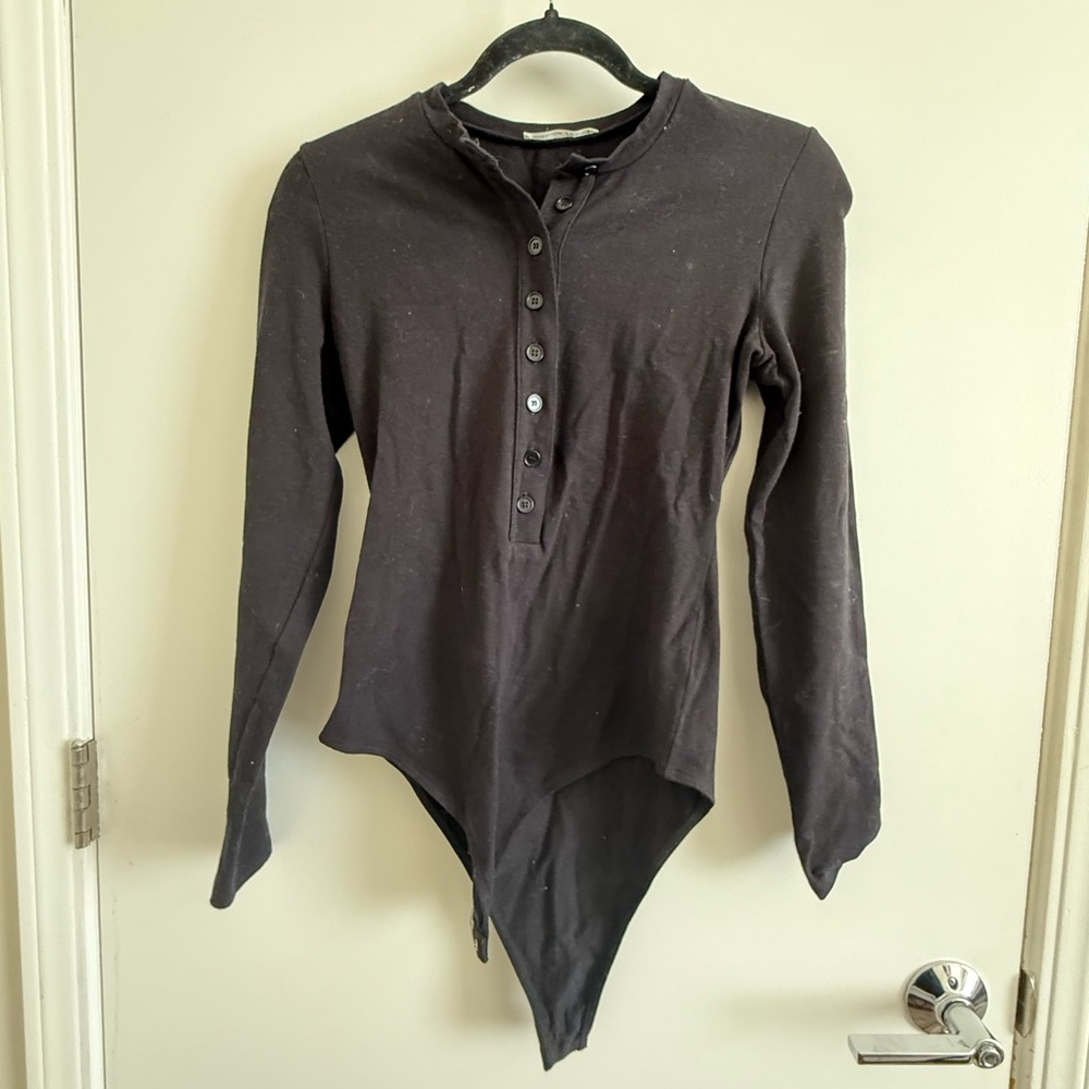 Reformation Long Sleeve Button-Up Bodysuit